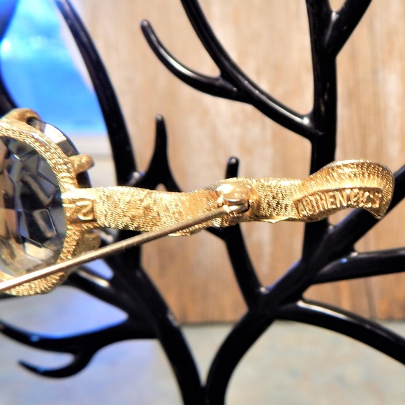 Vintage Vans Authentic Ribbon w/Smoky Stone Brooch - Picture 6 of 8